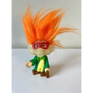 Vintage 1993 Burger King Toy Troll doll Glow-in-the-Dark Orange Hair I.Q BK Kids